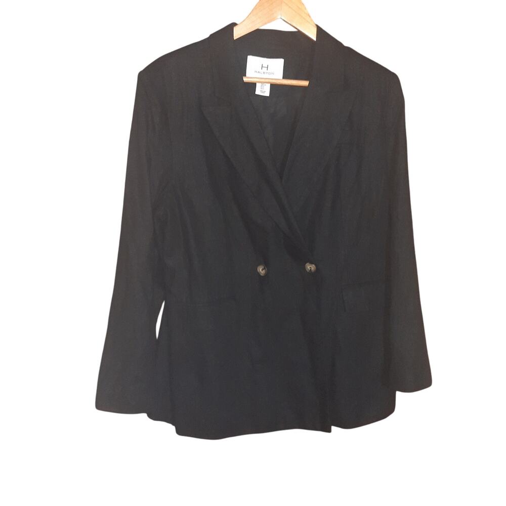 Halston NWT Womens Black Lined Button Blazer Size Large